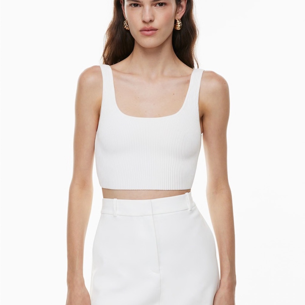 White Ribbed Crop Top